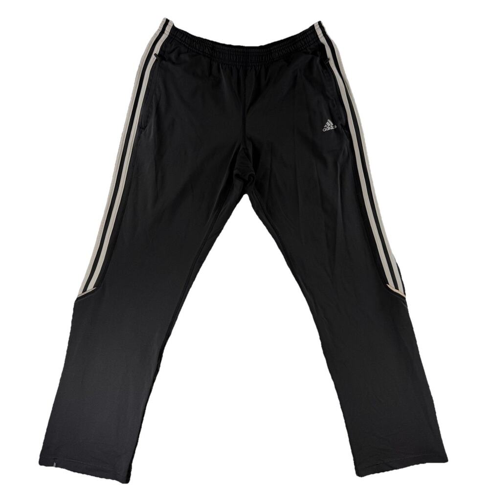 Adidas Track Pants Black 3 Stripe M Running Training Zip Ankle Athletic Mens